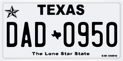 TX license plate DAD0950