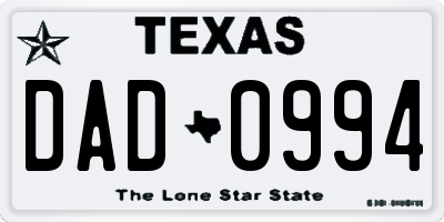 TX license plate DAD0994