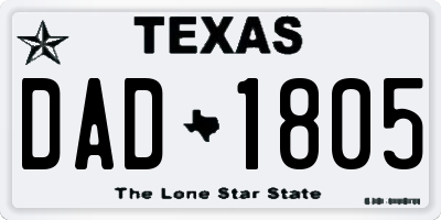 TX license plate DAD1805