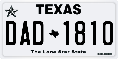 TX license plate DAD1810