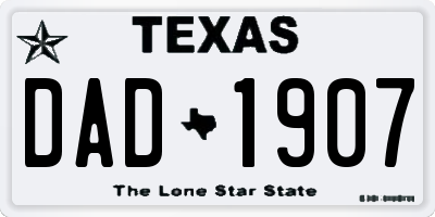 TX license plate DAD1907