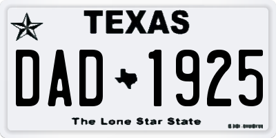 TX license plate DAD1925