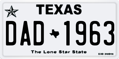 TX license plate DAD1963