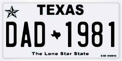 TX license plate DAD1981