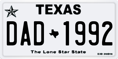 TX license plate DAD1992