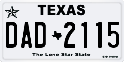 TX license plate DAD2115