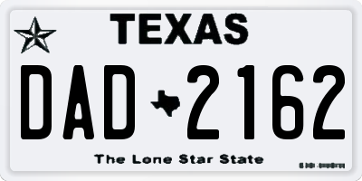 TX license plate DAD2162