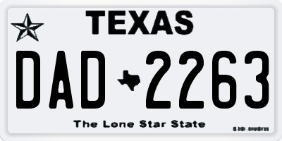 TX license plate DAD2263
