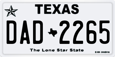 TX license plate DAD2265