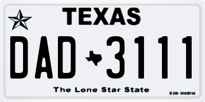 TX license plate DAD3111