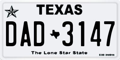TX license plate DAD3147