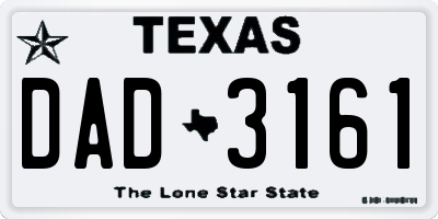 TX license plate DAD3161