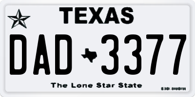 TX license plate DAD3377