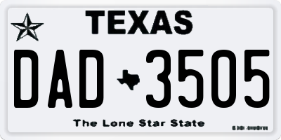 TX license plate DAD3505