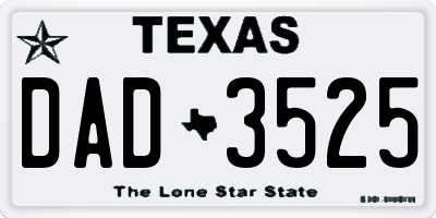 TX license plate DAD3525