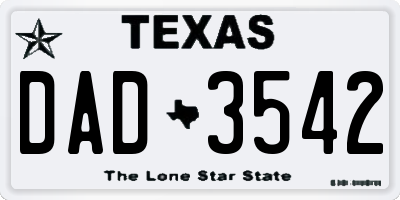 TX license plate DAD3542