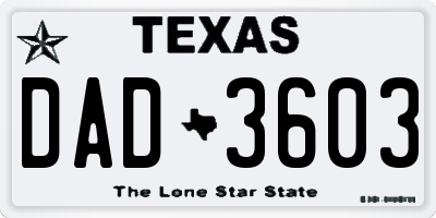 TX license plate DAD3603