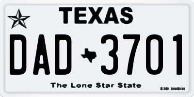 TX license plate DAD3701