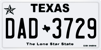 TX license plate DAD3729