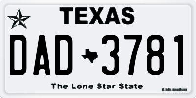TX license plate DAD3781