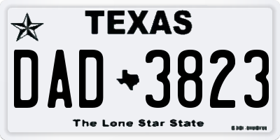 TX license plate DAD3823