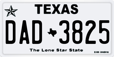 TX license plate DAD3825