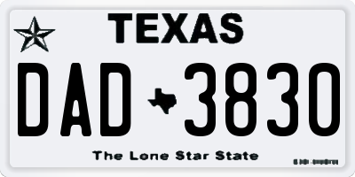 TX license plate DAD3830