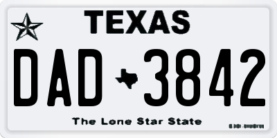 TX license plate DAD3842