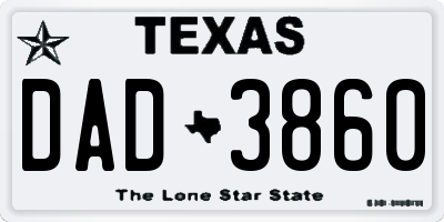 TX license plate DAD3860