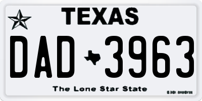 TX license plate DAD3963