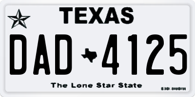TX license plate DAD4125