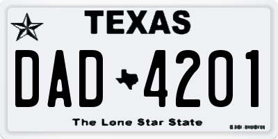TX license plate DAD4201