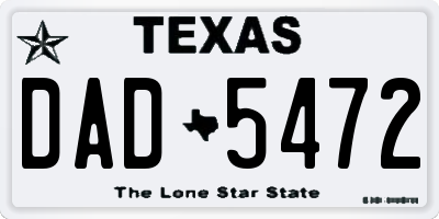 TX license plate DAD5472