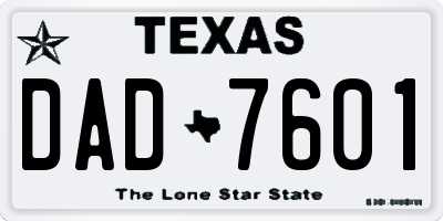 TX license plate DAD7601