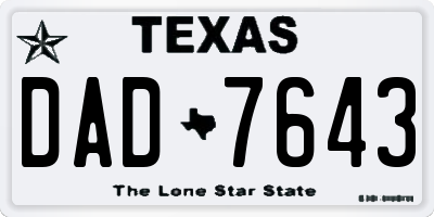 TX license plate DAD7643
