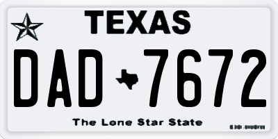 TX license plate DAD7672