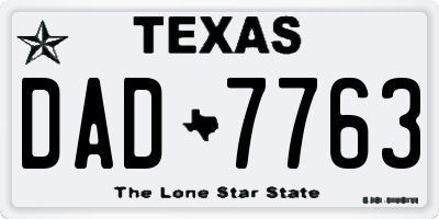 TX license plate DAD7763