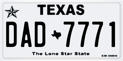 TX license plate DAD7771