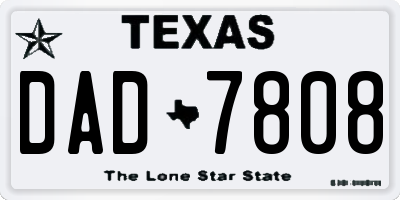 TX license plate DAD7808
