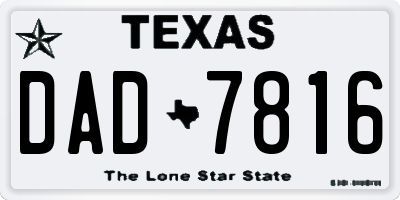 TX license plate DAD7816