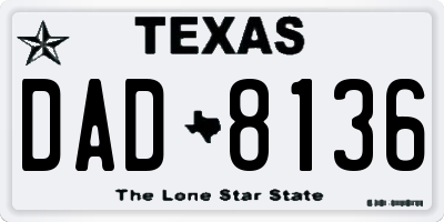 TX license plate DAD8136