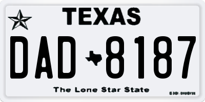 TX license plate DAD8187
