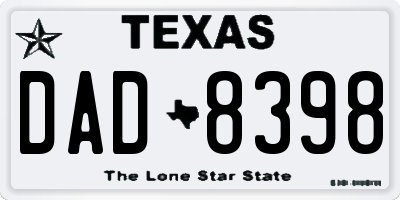 TX license plate DAD8398