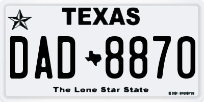 TX license plate DAD8870