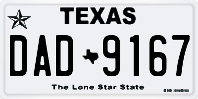 TX license plate DAD9167