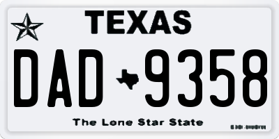 TX license plate DAD9358