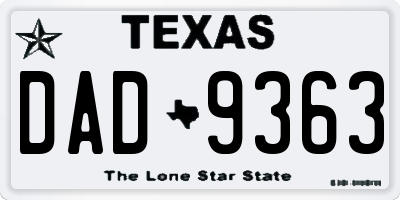 TX license plate DAD9363