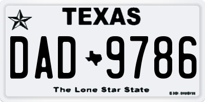 TX license plate DAD9786