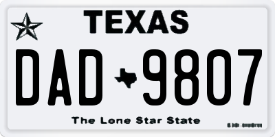 TX license plate DAD9807