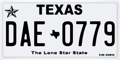 TX license plate DAE0779